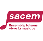 Logo sacem en noir et rouge